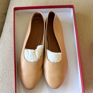 STAUD Women's Beige Leather ballet flats